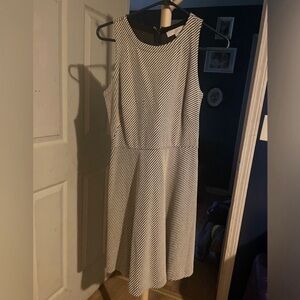 LOFT Monochrome Striped Midi Dress